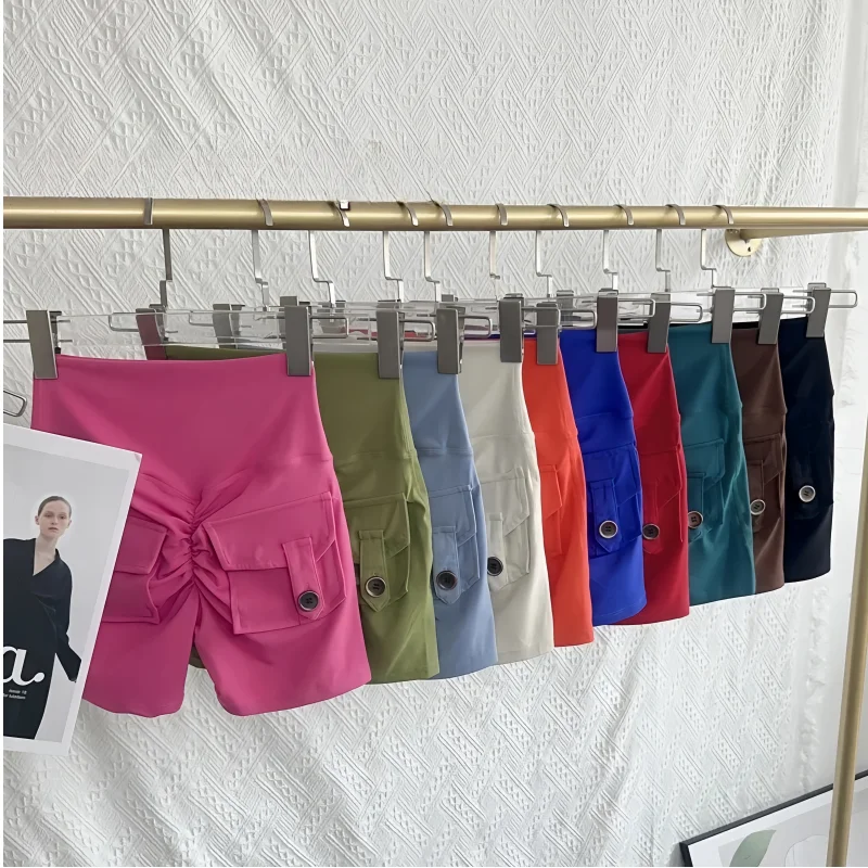 Hotty Hot Short Nude High Waist Peach Butt Sport With Pocket Woman Yoga Shorts For Legging Gym Training Cycling Outdoor Run Pant