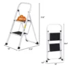 2 Steps Ladder Safety Non Slip Mat Tread Foldable Kitchen Steel Step Stool White 1