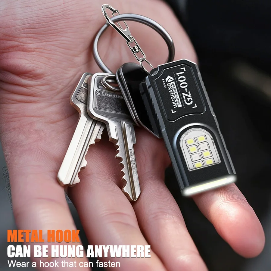 Compact Multifunctional Keychain Flashlight - USB Rechargeable Mini COB Work Light and Pocket Lamp