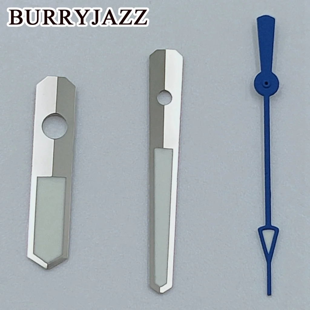 Elegant Silver and Black Watch Hands with Green Luminous Finish
