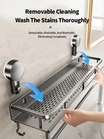 Bathroom Suction Cup Storage Rack Wall Mounted Bathroom Non Perforated Storage Rack Made Of Iron 1