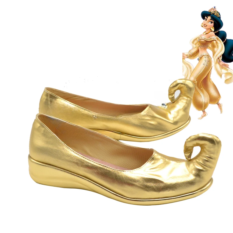 Gold Disney Princess Jasmine Shoes Jasmine Golden Cosplay