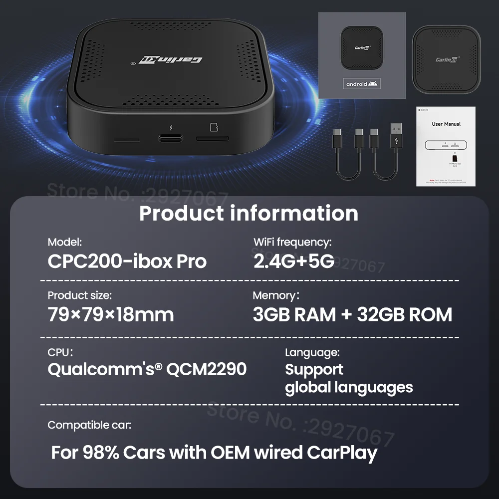 CarlinKit ī÷ Ai ڽ, ȵ̵ 11, 巡 QCM2290,  ī÷, ȵ̵ ڵ Ƽ̵ Ʈ Ʈ TV ڽ, 3G + 32G