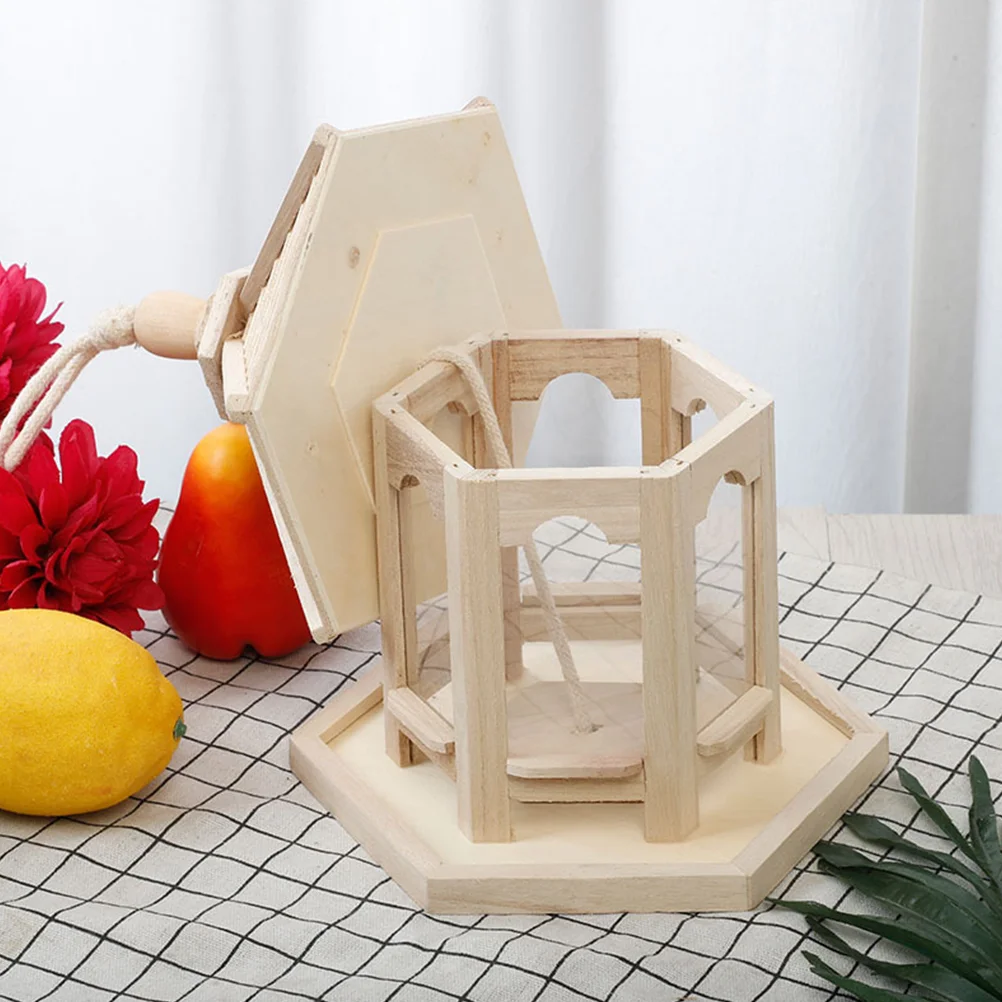 

Wooden Hanging Bird Feeder for Outside Hexagon Shaped Birdhouse with Roof for Sparrow Parrot Garden Outside Decoration ( Wooden
