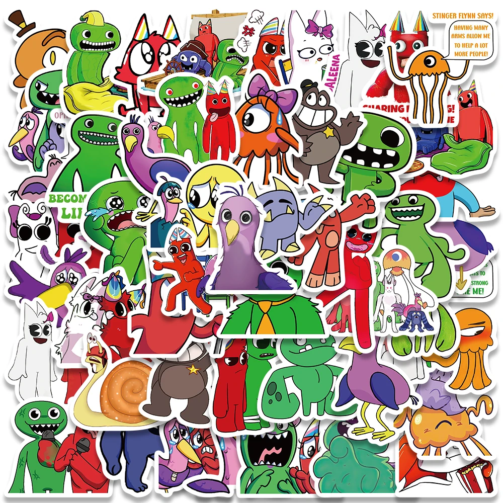 50pcs Funny Cartoon Horror Game Garten of Banban Graffiti Stickers For Luggage Guitar Laptop Phone Waterproof Vinyl Decals 60pcs bauhaus modern geometric abstract art poster stickers funny graffiti decals for laptop luggage guitar phone stickers