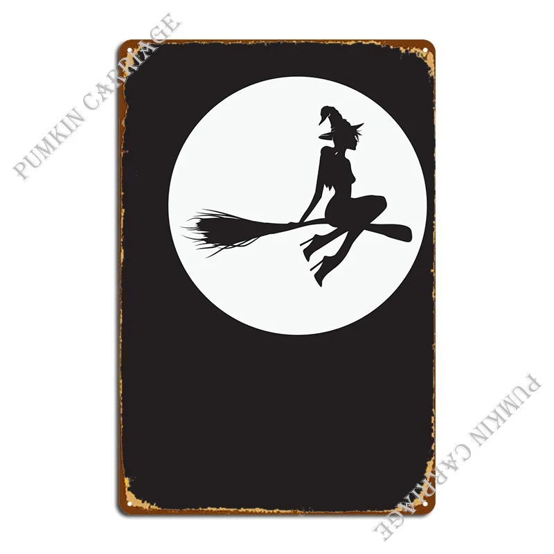 

Ведьма Луна и метла металлический знак для паба