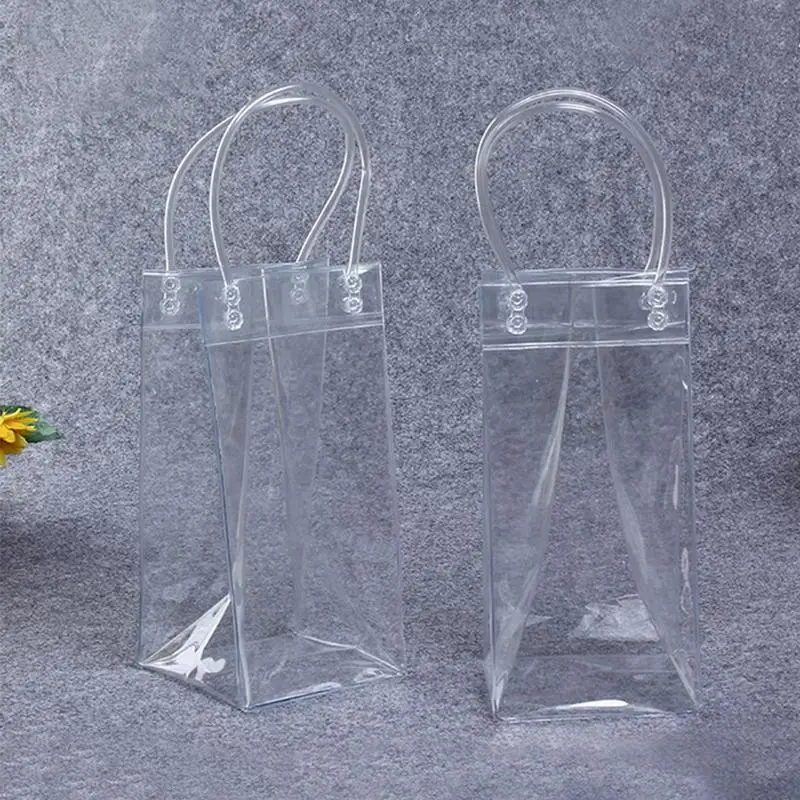 1pc Transparent Ice Bag Wine Beer Champagne Bucket PVC Leakproof Ice Bag Beer Chiller Cooler Portable Liquor Ice-Cold Tools