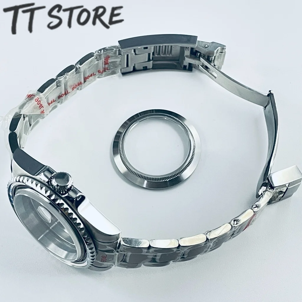 Silver 40mm Watch with Ceramic Bezel and Sapphire Case