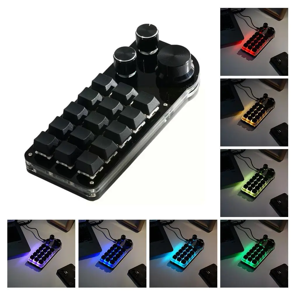 

Программирование макросъемки на заказ 15 клавиш 3 ручки клавиатура RGB Photoshop мини наклеить клавиатуру Hotswap Macropad Механическая копия Ga V6W0
