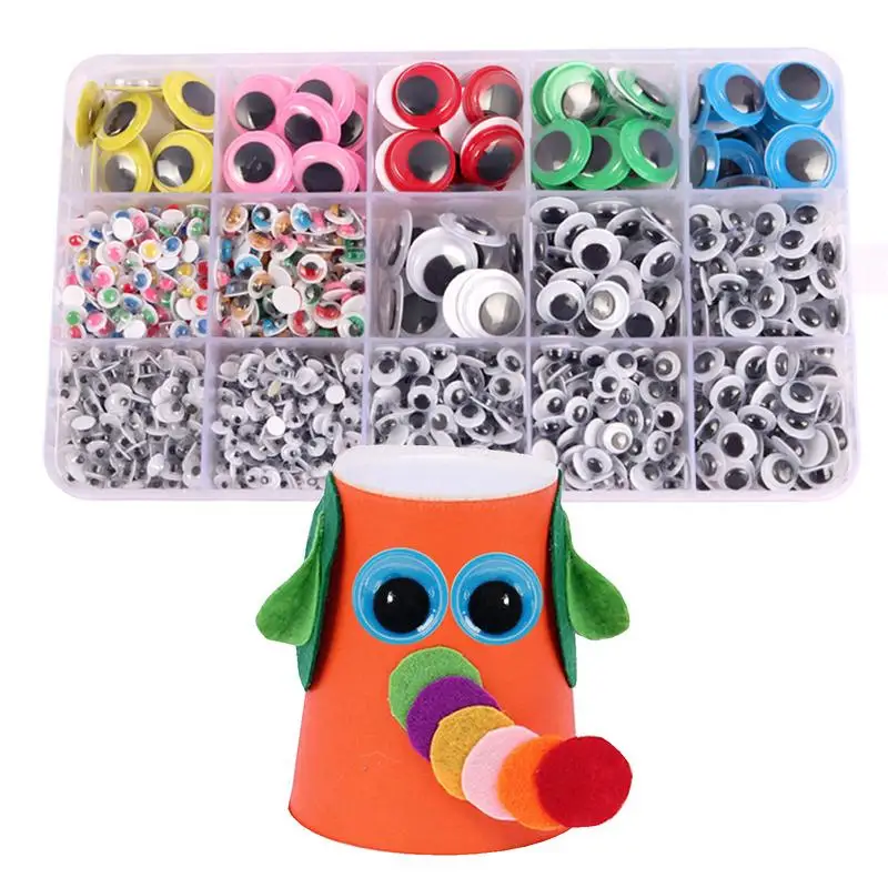 

Colorful Googly Eyes 1500pcs Self Adhesive Googly Eyes For Crafts Toy Accessories For DIY Scrapbooking Crafts Multi Colors And