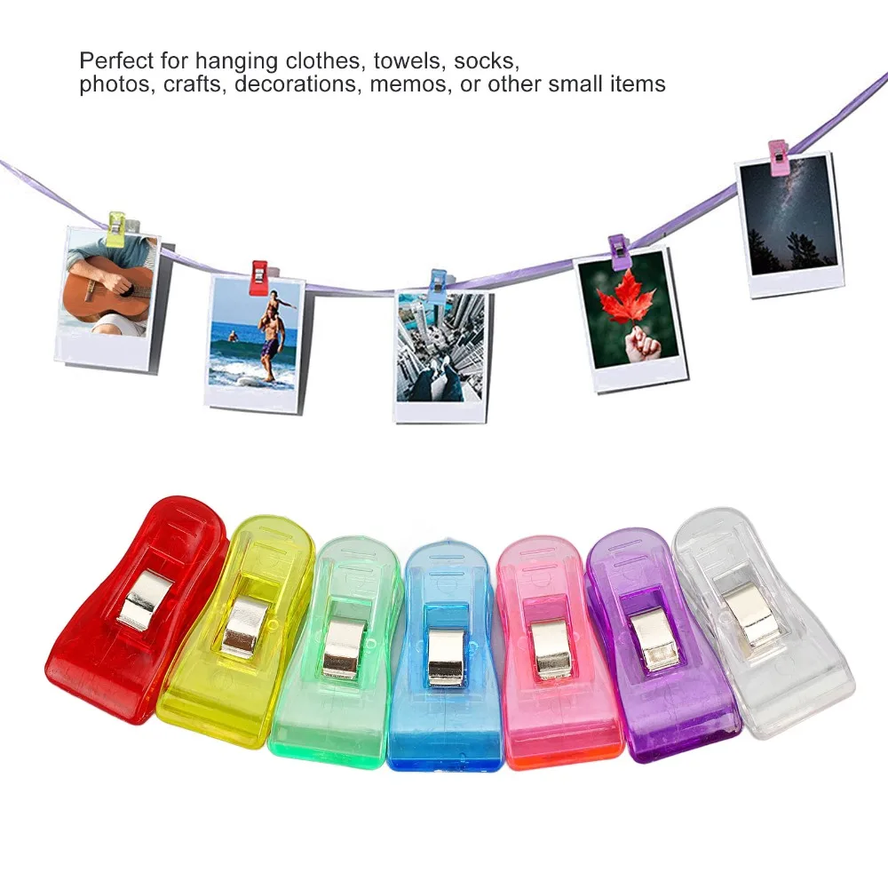 100 Pcs 플라스틱 플라스틱 클립 투명 다채로운 3.6*1.8cm 다채로운 투명 플라스틱 클립 휴대용 다목적