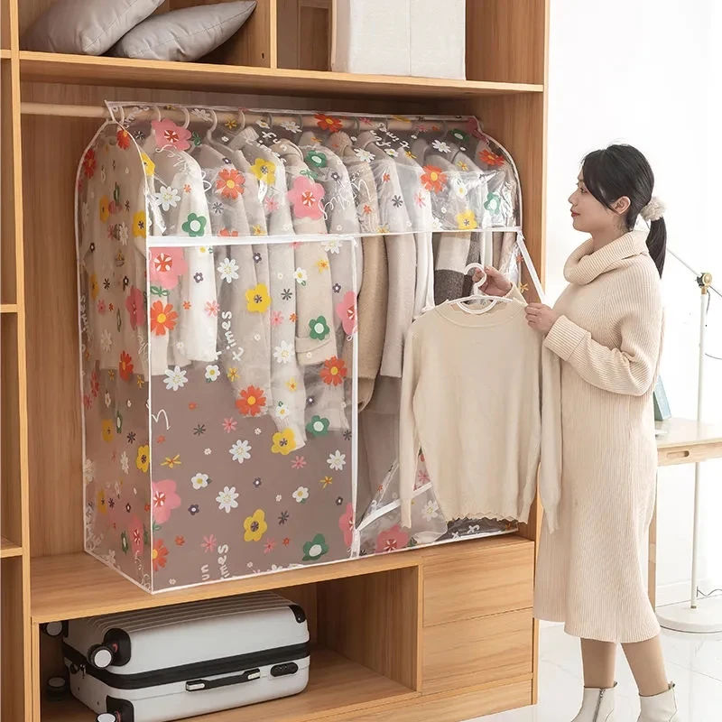 

Household Stereo Widening Clothes Dust Cover Wardrobe Moisture-proof Storage Hanging Bag Transparent Universal Dust Cover Cloth
