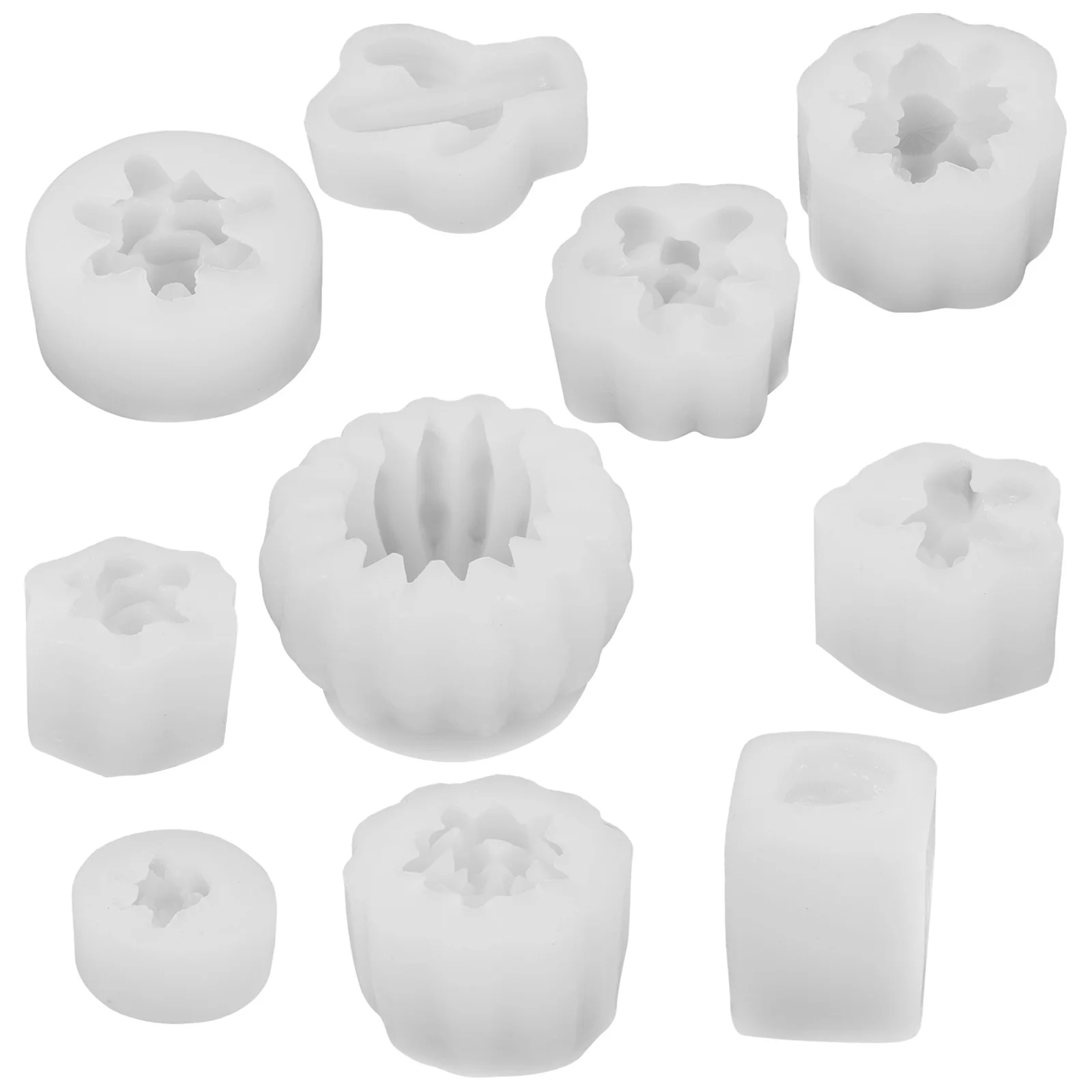 

10Pcs Silicone Making Mold Easy Tealight Diy Mold Plant Pattern Mold