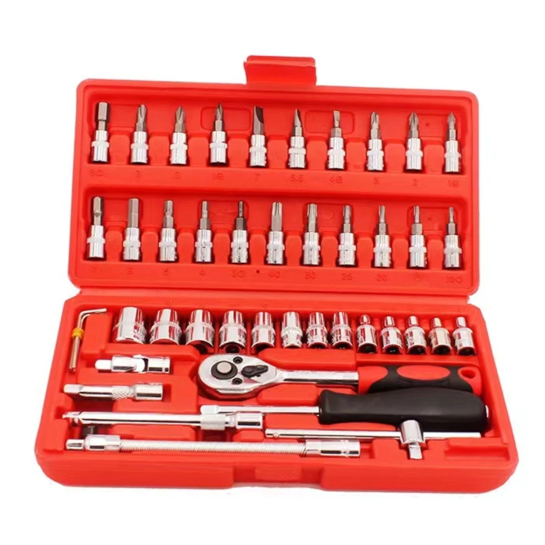 Auto Repair Tool Set Ratchet Wrench Glove Barrel Tool 46Piece Set