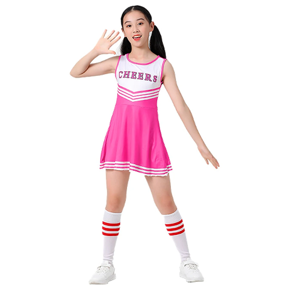 Family Matching Dress Cheerleaders Performance Uniforms Outfits Girls Kids Cheerleading Socks Sets Women Cheering Team Costumes - 2