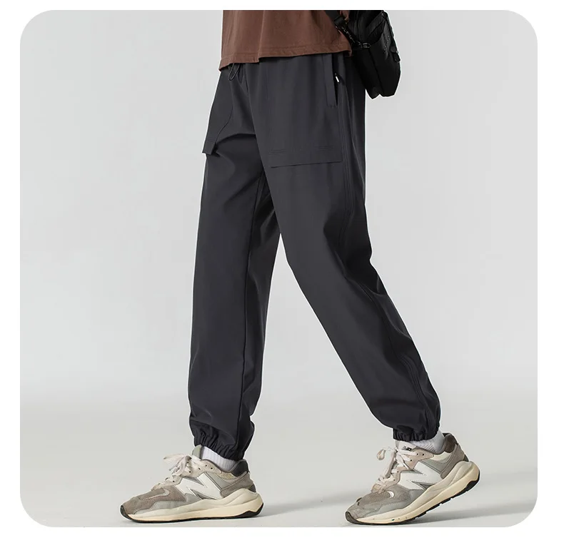 2024 Summer Mens Mountaineering Pants Waterproof and Breathable Zipper Pocket Design Straight Pants Outdoor Running Sports Pants