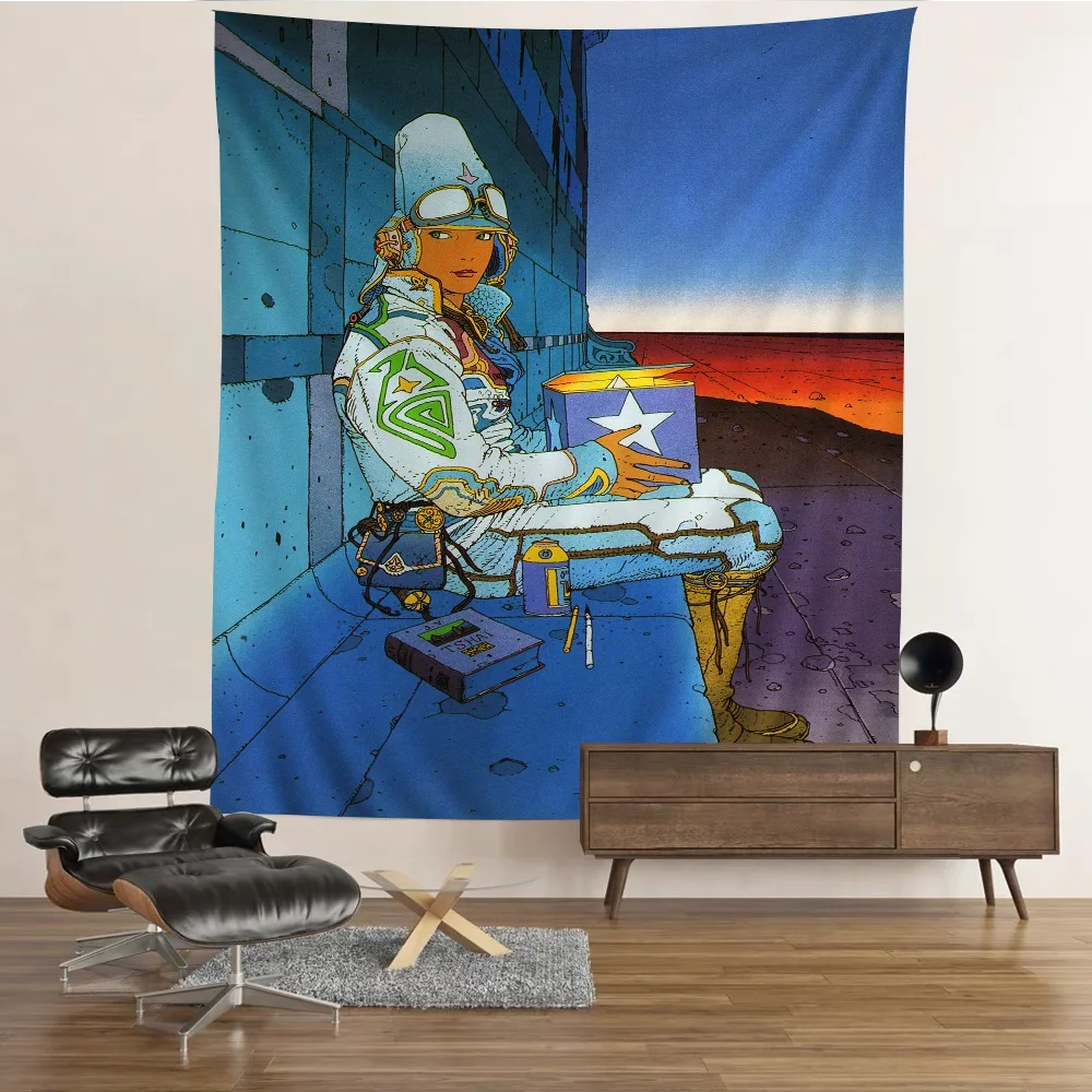 Moebius Cartoonist Hanging Bohemian Tapestry Bohemian Wall Tapestries Mandala Kawaii Room Decor