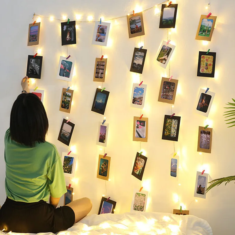 

5M/10M Wood Photo Clip Fairy Lights USB LED String Lights Battery Operated Garland Christmas Decoration Party Wedding Xmas Decor