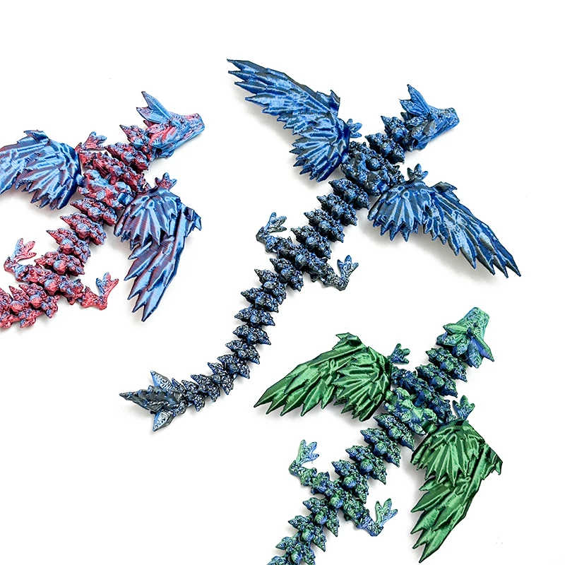 3D Printed Dragon with Movable Wings - Office Desk Accessory, Creative Home Decor, Perfect Christmas Present Holiday Gift 3