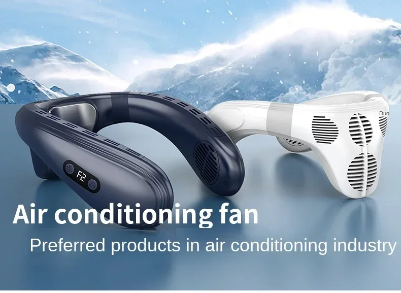 Description Picture 2 of item2024 New Neck Air Conditioner Portable Neck Fan Rechargeable Semiconductor Cooling Bladeless Fan Wearable Cooler multi purpose