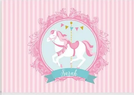 

custom carousel horse pink striped photography backgrounds High quality Computer print party photo backdrop