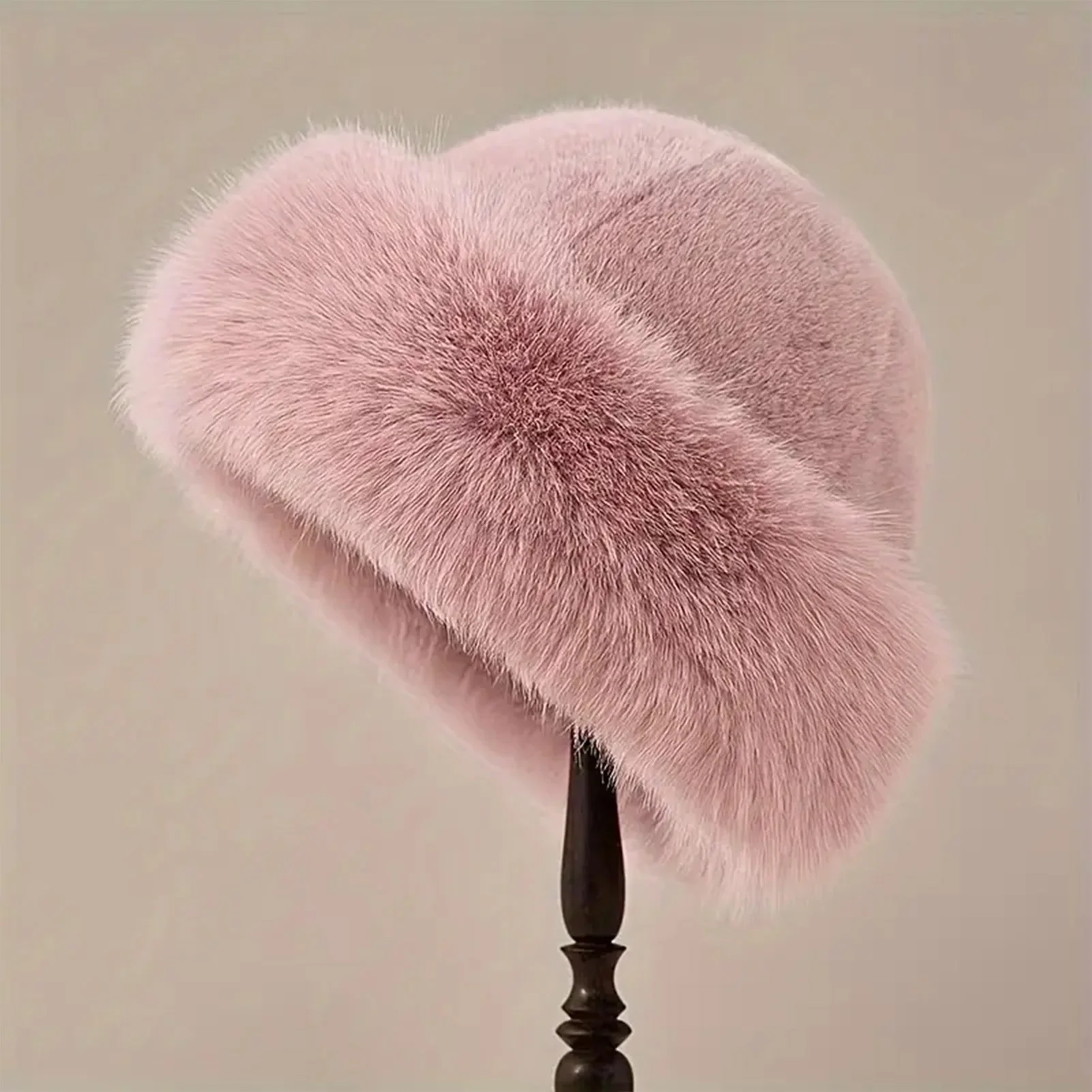 Thicken Plush Fur Hat for women Fluffy Beanie winter Warm Thick Mongolian Caps for Cold Weather Snow Caps