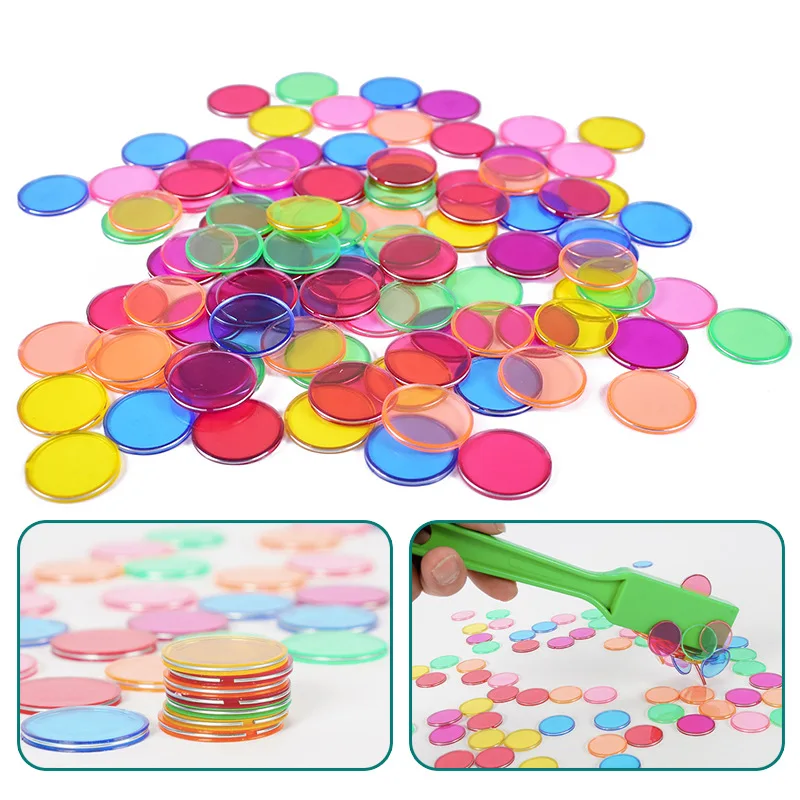 Counting Chips Coin Toy Plastic Color Magnetic Circular Sheet Physics Science Magnetic Experiment Game Montessori Color Learning 3