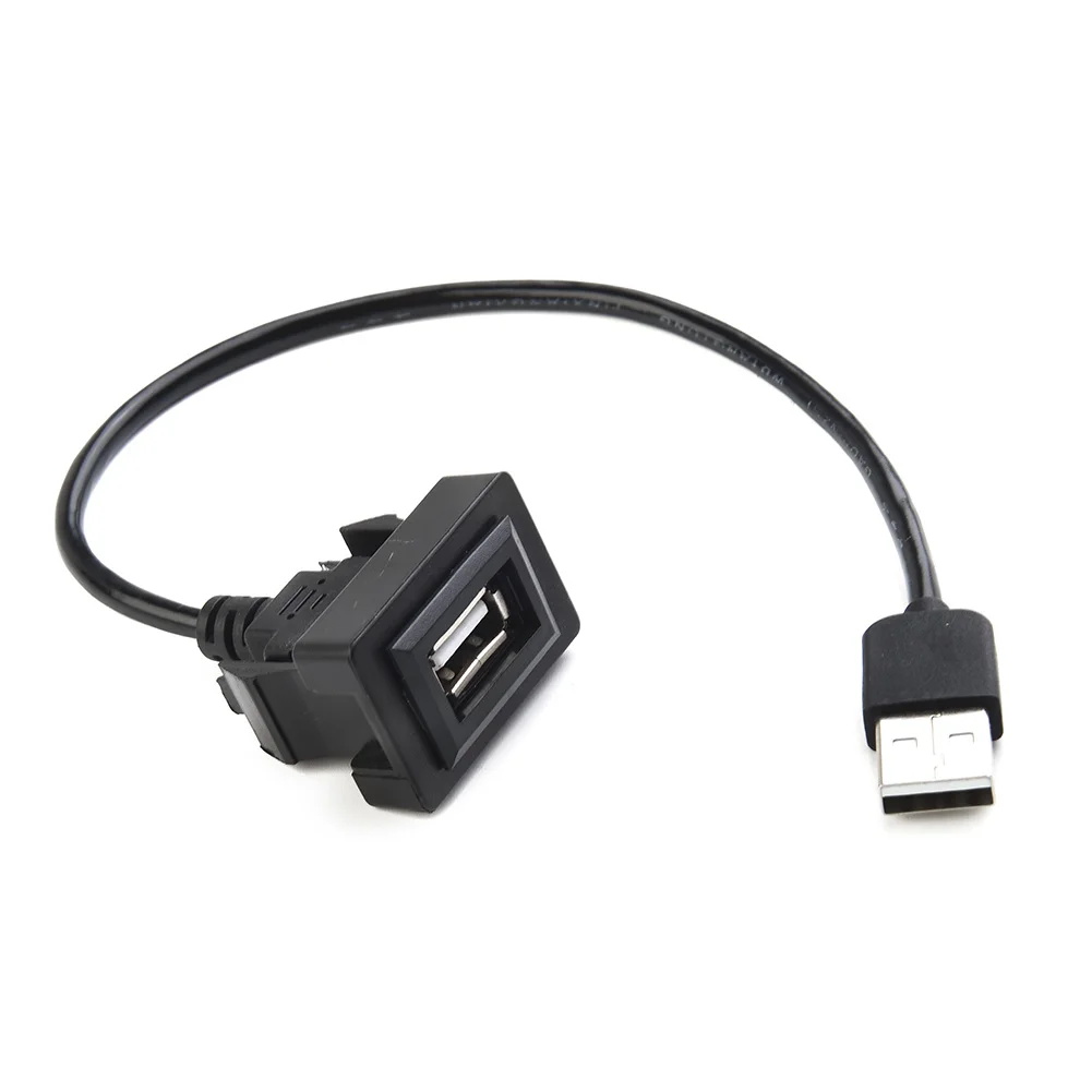 

Part Extension Cable USB Socket Black Car Center Console Dashboard Male To Female YJ-02 2.0 Adapter Flush Mount