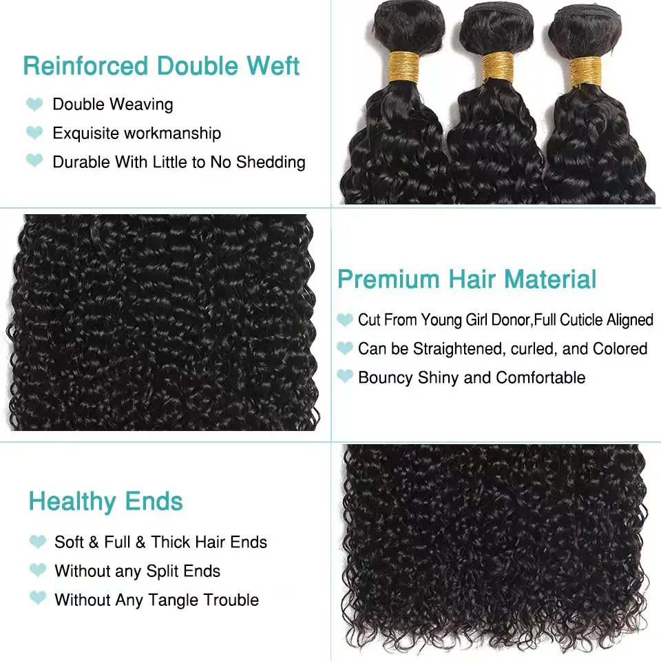 water Wave 4 Bundles Human Hair Brazilian Human Hair Curly Bundles With Closure Virgin Weave Natural Black