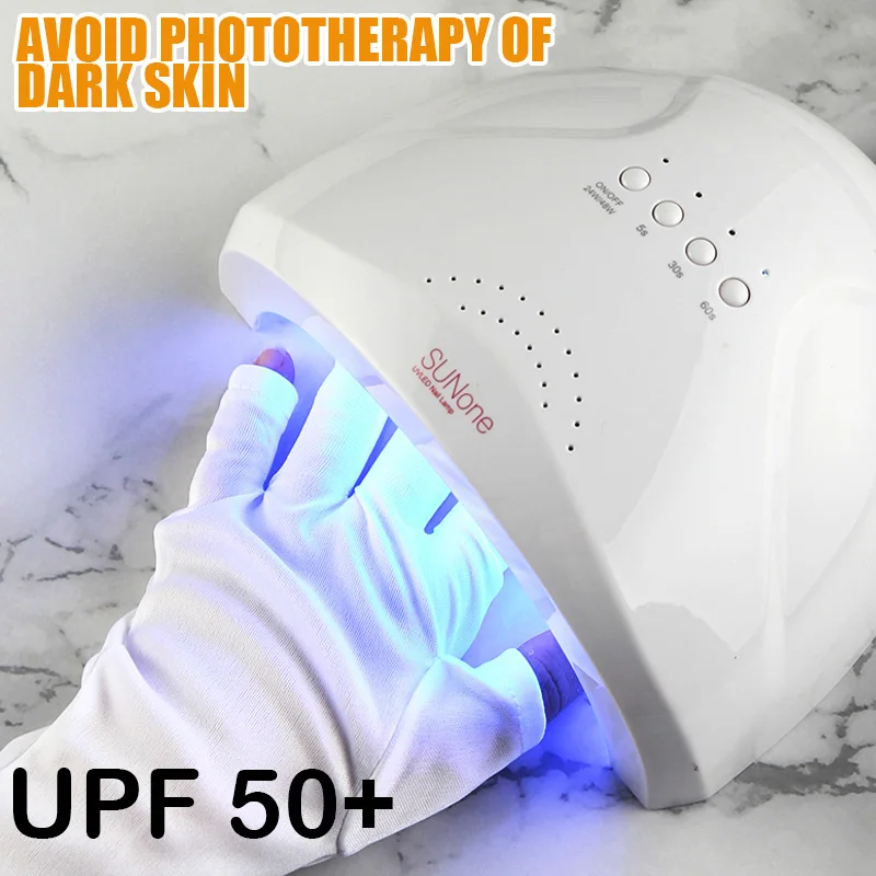 UPF 50+ 1Pair Anti UV Radiation Protection Nail Gloves LED Lamp Nail UV  Protection Glove Gel Nail Dryer Light Nail Art Equipment