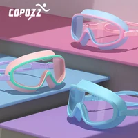 COPOZZ Kids Swimming Goggles Waterproof Adjustable Silicone Child Swim Glass Anti-fog UV Protection Big Frame Eyewear with Case 2