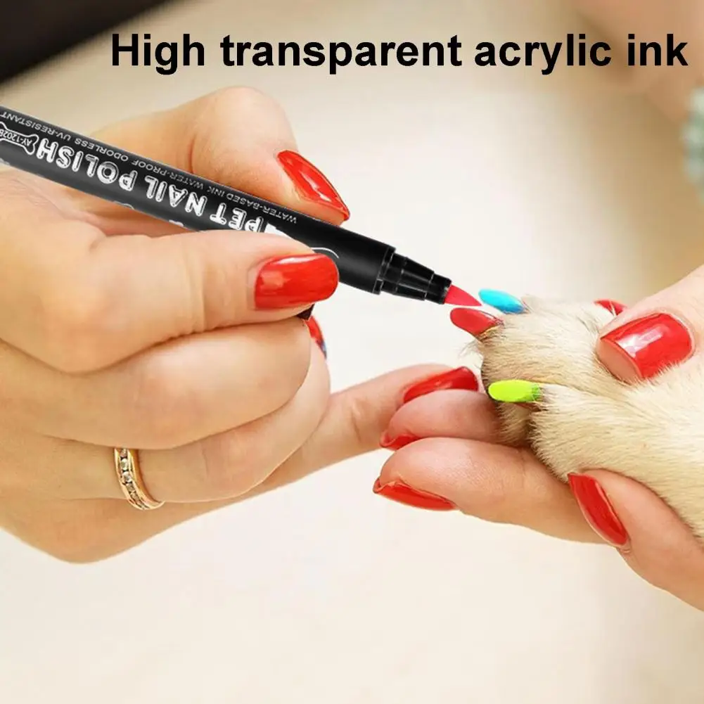 Pet Nail Art Pen for Dogs Cats Stylish Pet Nail Design Tool 12-color Quick Dry Art Pen Set for Puppy Cat Soft Small