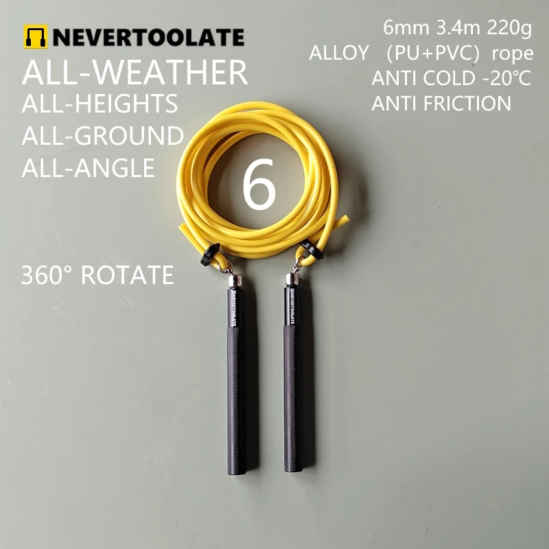 NEVERTOOLATE 360 free rotate ball bearing metal handle EASY CHANGE ROPE skip skipping jump rope no tangle fitness 5