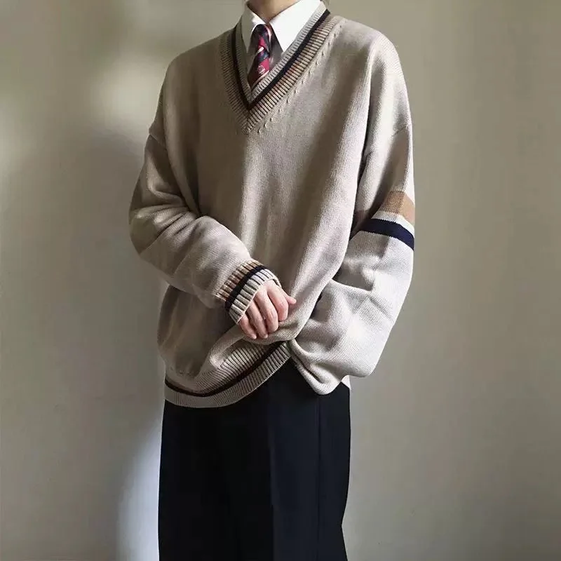 Women Men College JK Sweater Cardigan Khaki Suwon Autumn Winter Knitted Woolen Long-sleeve Loose Sweaters Jacket Warm Clothing 5