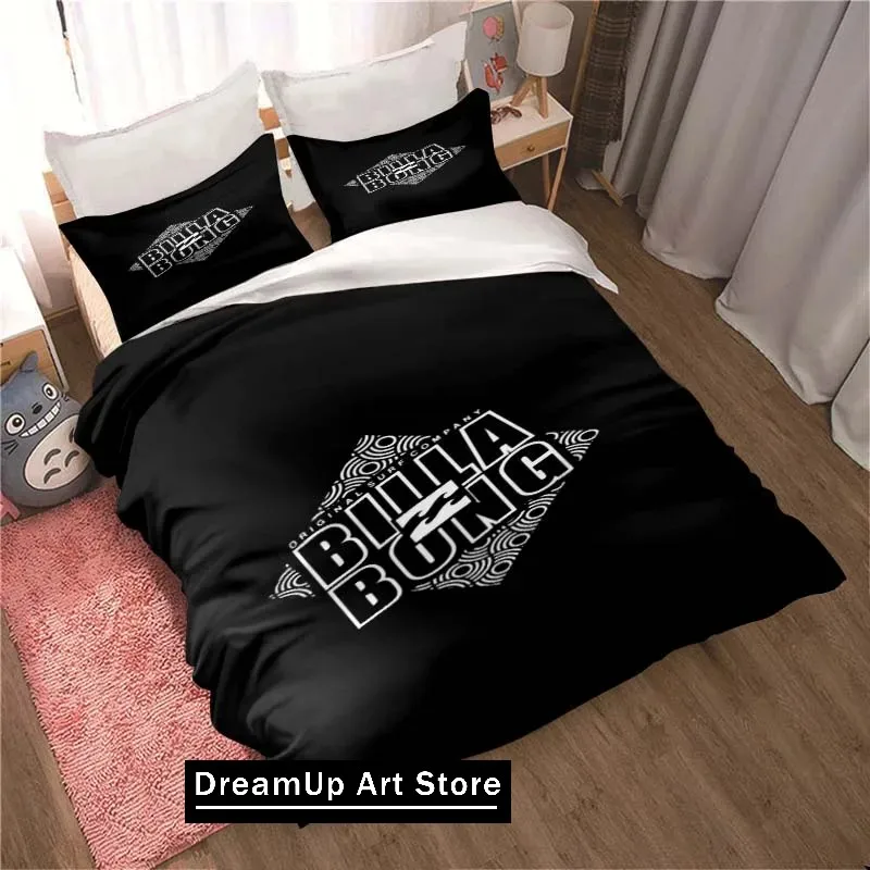 Trendy B-Billabong Logo Sheets Quilt Covers Bedding Dormitory Sheets Three-piece Bedding Set Three-piece Soft Warm Bedding Set 6
