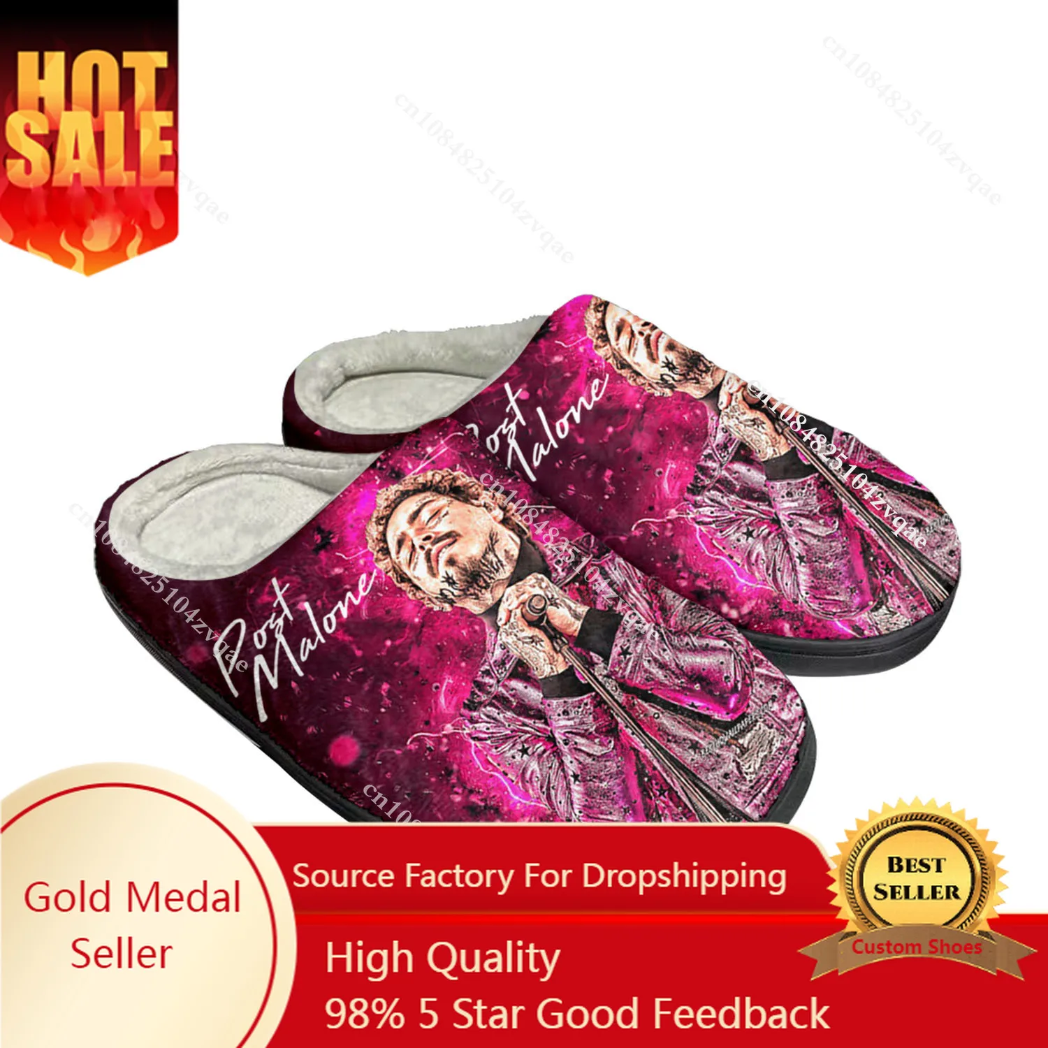 

Тапочки Post Malone мужские/женские хлопковые, домашние сандалии, плюшевые, повседневные теплые тапочки для спальни, популярный певец, под заказ