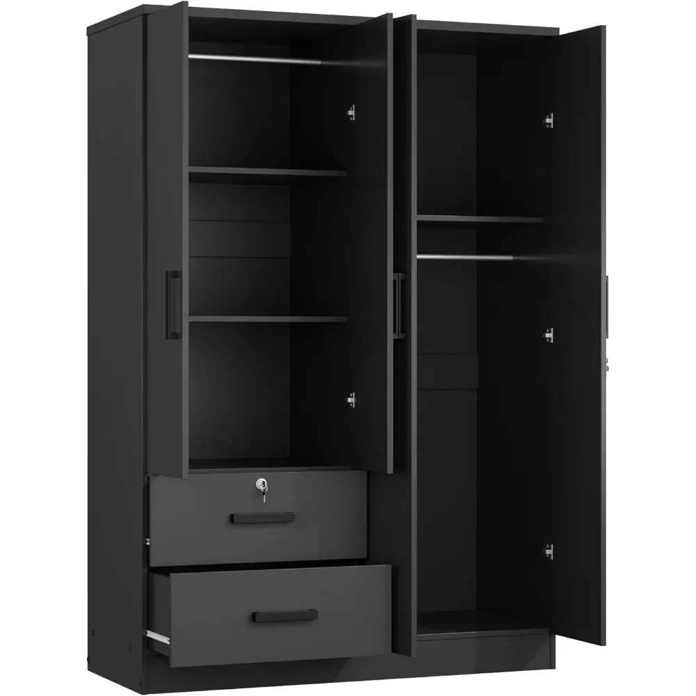 4 Doors Wardrobe 2 Drawers with Shelves 72" high 4