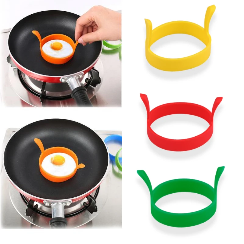 1Pcs Silicone Fried Egg Pancake Ring Portable Round Shaper Eggs Mould