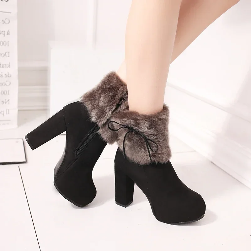 2023 Fashion Shoes for Women Round Toe Suede Side Zipper Women's Boots Winter Sell Like Hot Cakes Solid Color Shoes Women