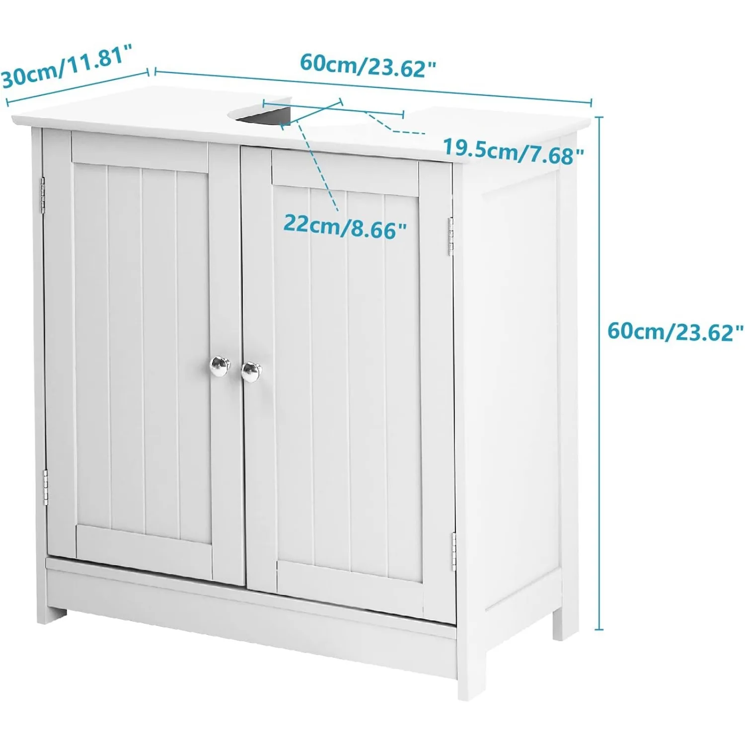 Pedestal Sink Storage Cabinet with 2Doors Traditional Under Sink Cabinet with Adjustable Shelf 3 5/8" W x 11 7/16" D x 23 5/8" H 3