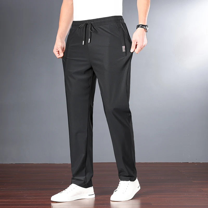 Elegant Fashion Harajuku Slim Fit Ropa Hombre Loose All Match Sport Casual Pants Pockets Thin Style Straight Leg Wide Leg Pants