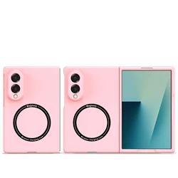 Luxury Slim Matte Magnetic Case for Wireless Charging - Wide Cover for Z Fold 8 (Pink)