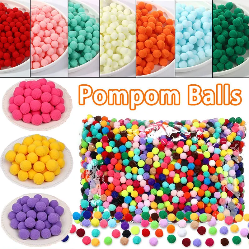 Cheerleading Pom Poms Mink Fur Pompoms 300-30Pcs Multicolor Pompoms Fur Balls 8/10/15/20/25/30mm for DIY Crafts