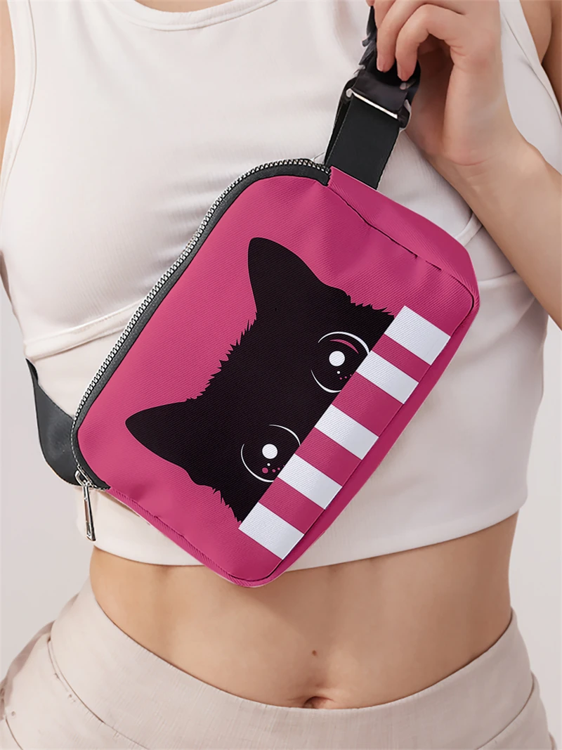 1pc,cute cat fashion adjustable crossbody bag, neutral sports waist bag, suitable for running