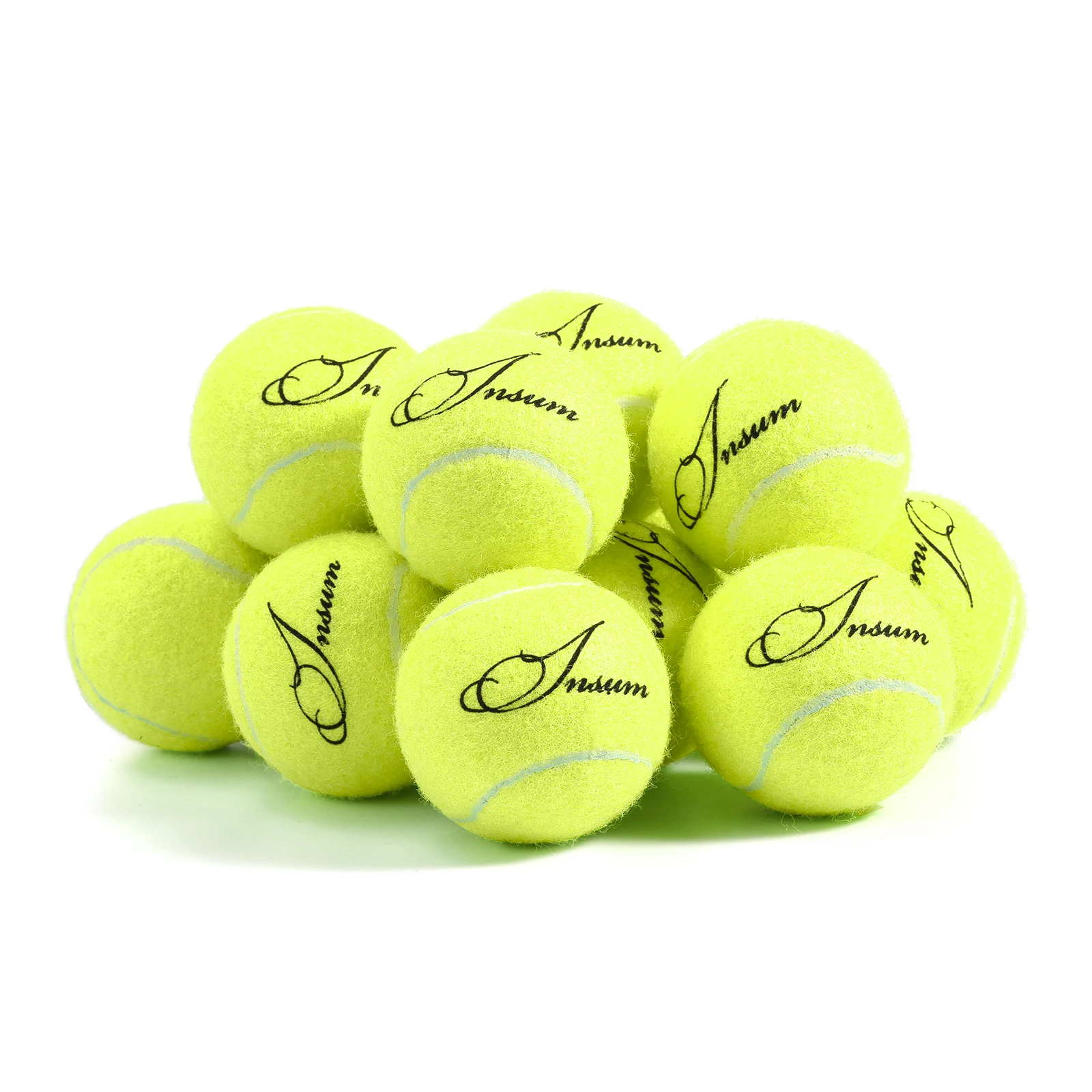 INSUM 12PCS Tennis Balls Pet Dog Tennis Ball with Mesh Bag  for Easy Carry Beginner Practice Tennis Ball