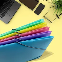 1Pc/5pcs A4 Office Project Binder with Elastic Closure - Large Capacity, Elastic Cord File Bag, Drawstring Document Pouch, 2