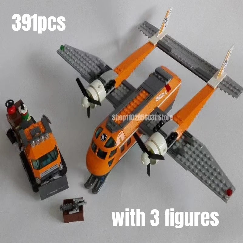 391Pcs Arctic Supply Plane Building Blocks Fit 60064 Model Bricks Toys For Chilren Gift