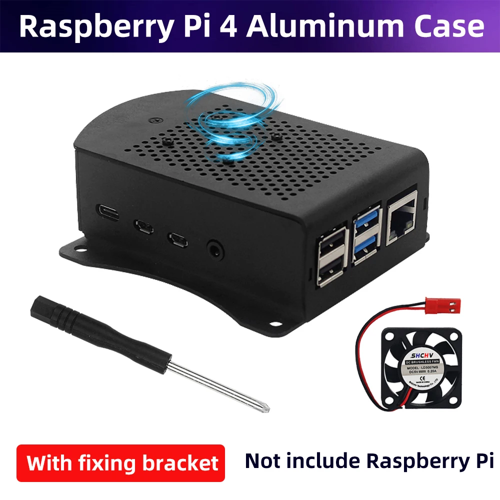 Raspberry-Pi-4-Aluminum-Alloy-Case-Metel-Box-with-Hanging-Bracket ...