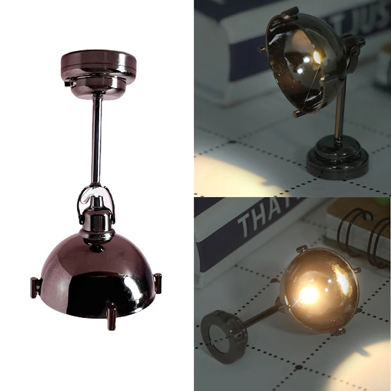 Hot 1/12 Scale Miniature Dollhouse Ceiling Lamp Wall Light Mini LED Lighting Desk Lamps Pretend Play Doll Furniture Accessories 6