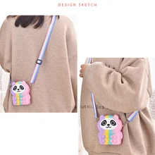 

Kawaii Panda Shape Popits Purse Pop Its Crossbody Shoulder Bag Fidget Toys Cartoon Sensory Squeeze Push Bubble Anti-Anxiety Toy